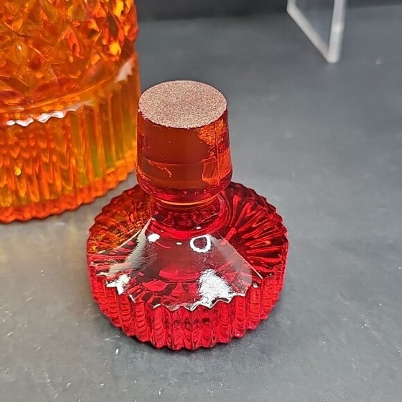 Cadmium Glass Yesteryear Decanter Amberina 10.25” With Stopper Stunning UV REACT - Picture 9 of 16